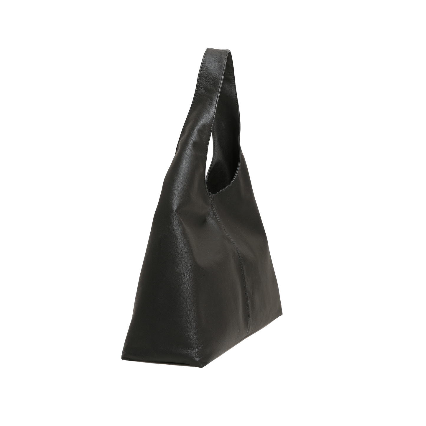 Hibiscus Leather Hobo Bag - Black