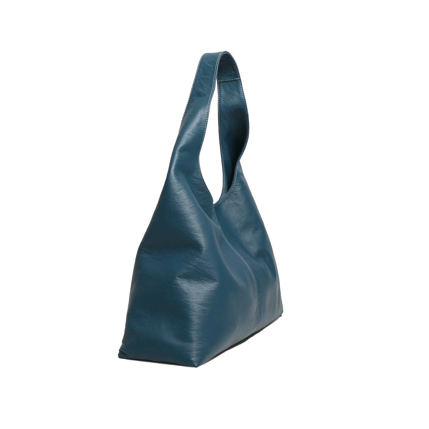 Hibiscus Leather Hobo Bag - French Blue