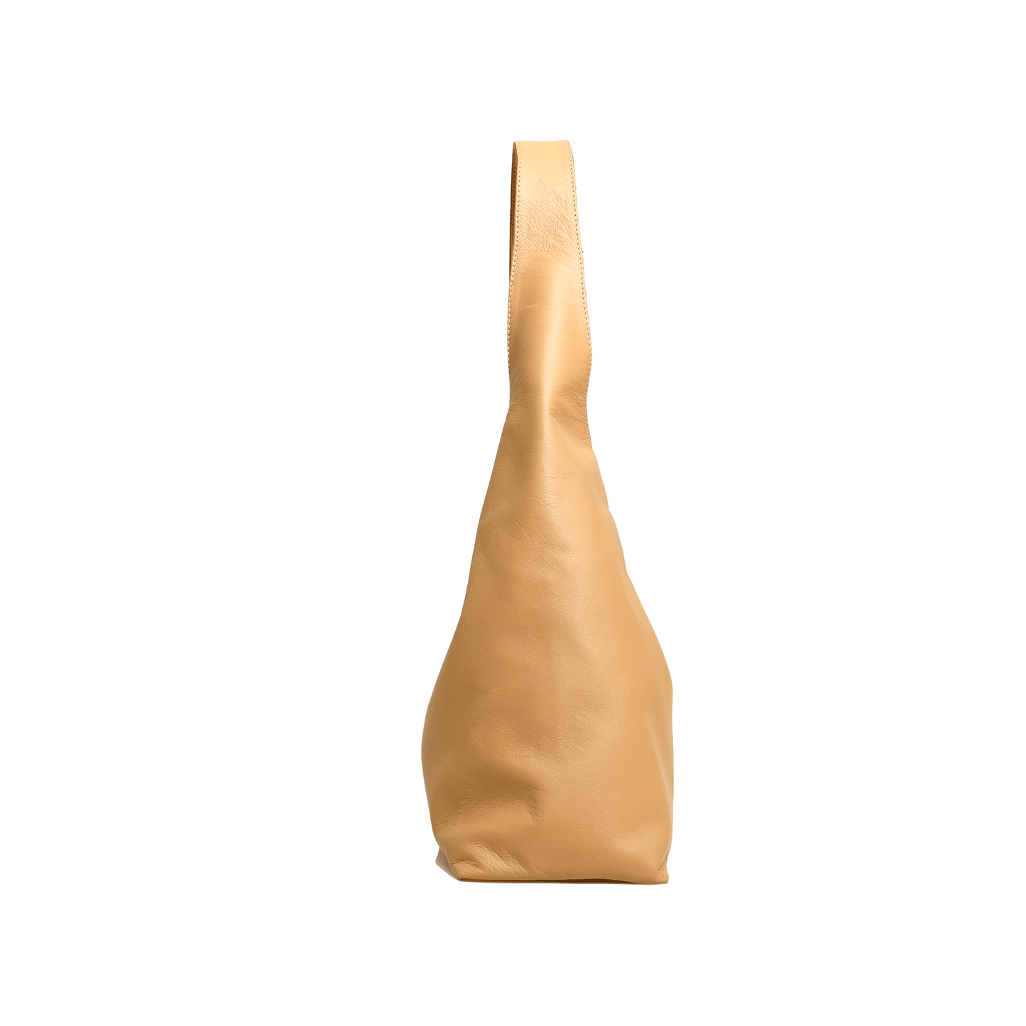 Hibiscus Leather Hobo Bag - Camel