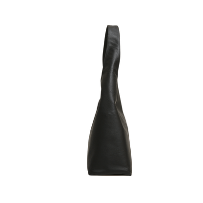 Hibiscus Leather Hobo Bag (Black)