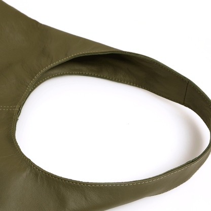 Hibiscus Leather Hobo Bag (Eucalyptus Green)