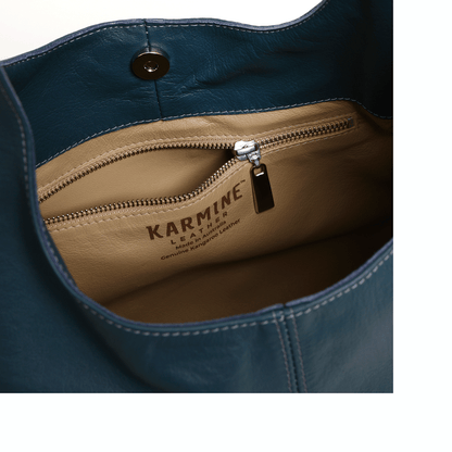 Hibiscus Leather Hobo Bag (French Blue)