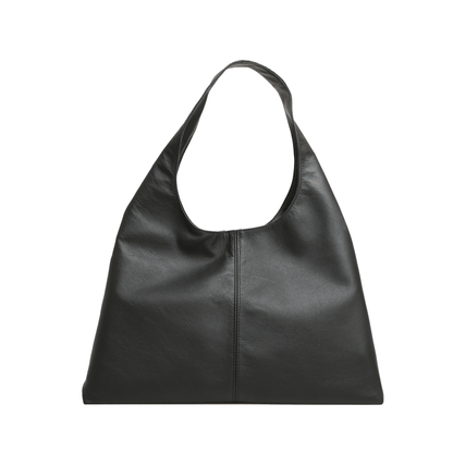 Hibiscus Leather Hobo Bag (Black)
