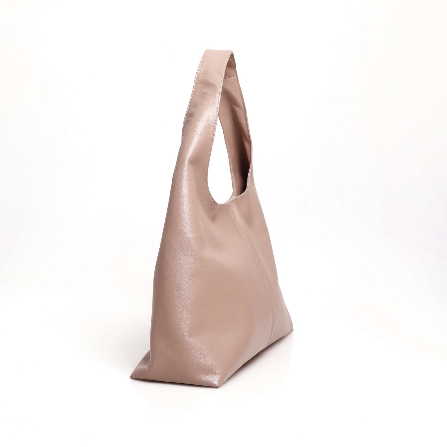 Hibiscus Leather Hobo Bag - Taupe