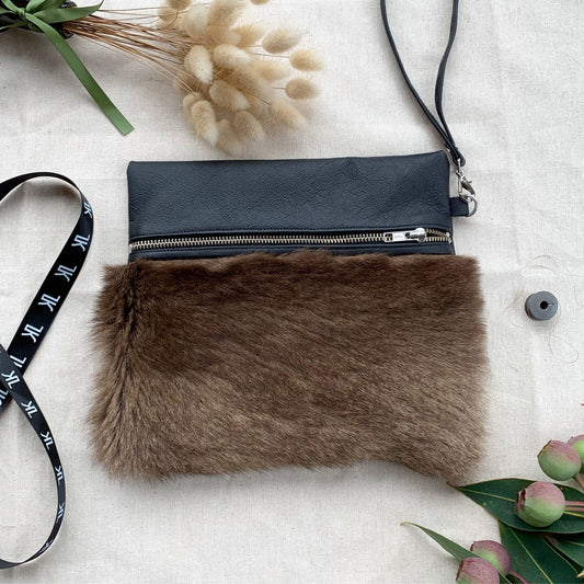 Kangaroo Leather & Fur Clutch