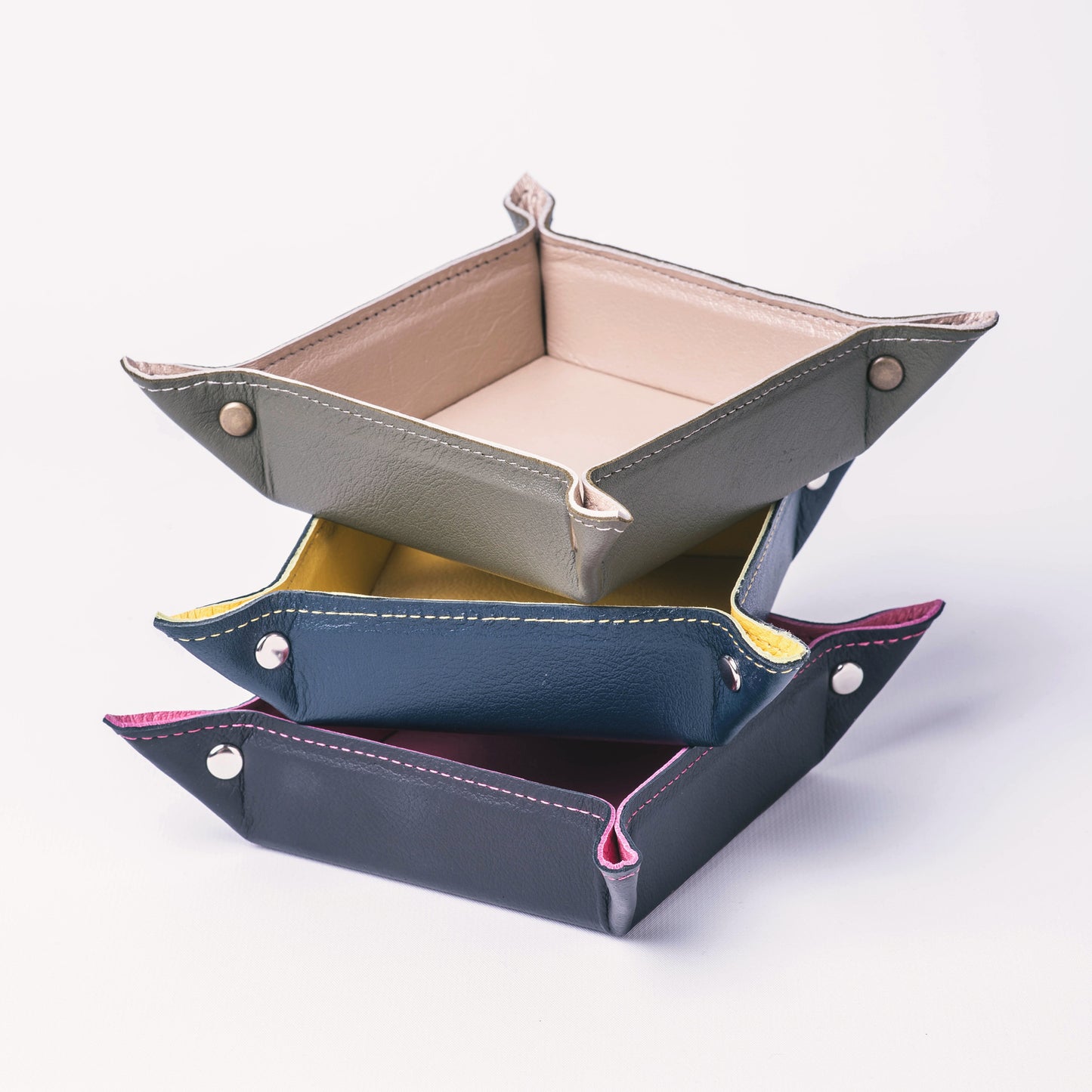 Small Two-Tone Leather Trinket Tray (3 colours)