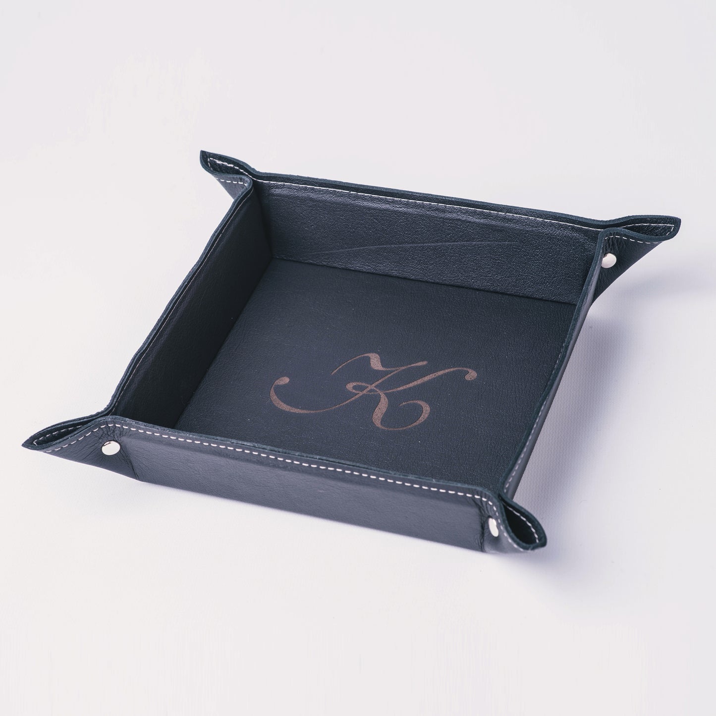 Small Two-Tone Leather Trinket Tray (3 colours)