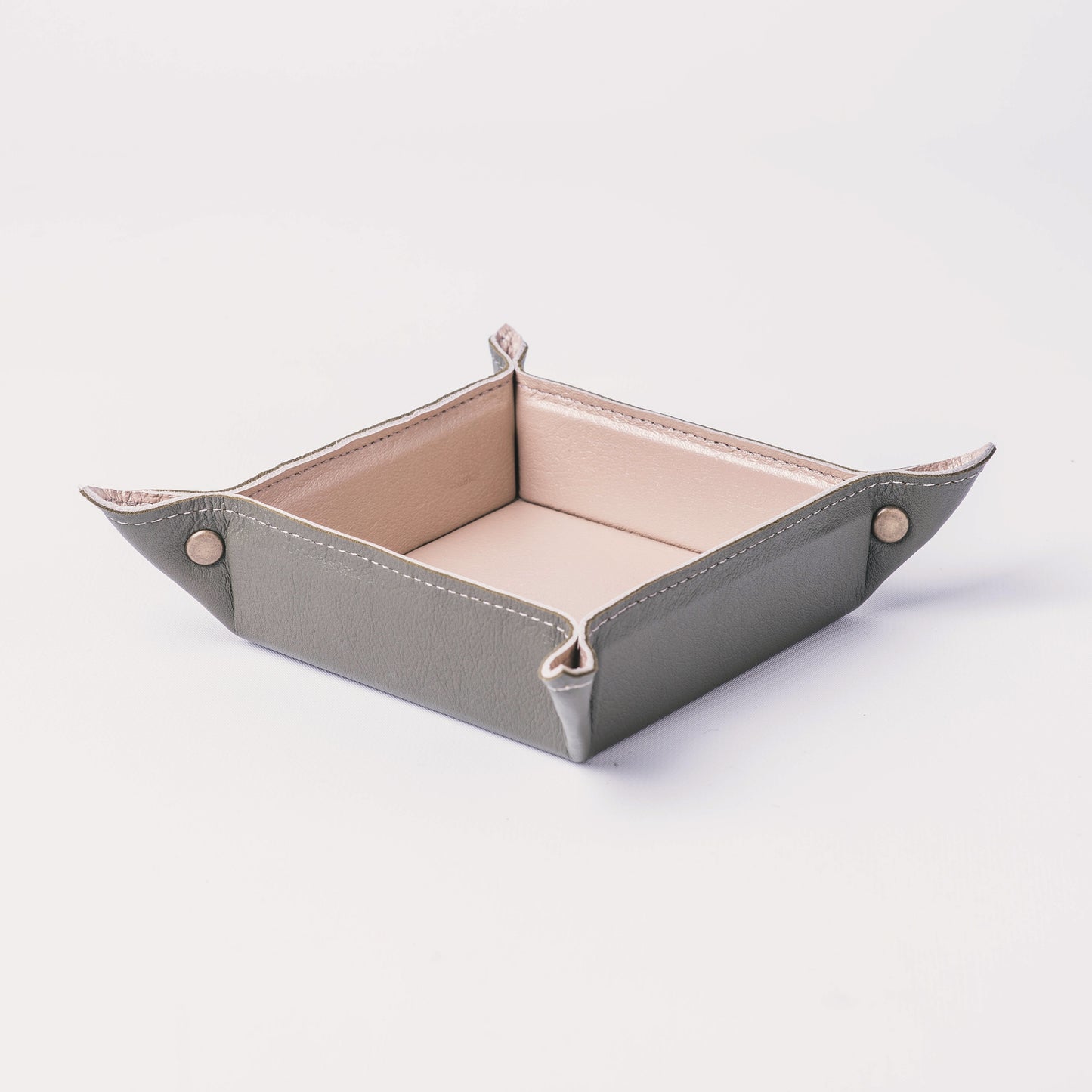 Small Two-Tone Leather Trinket Tray (3 colours)