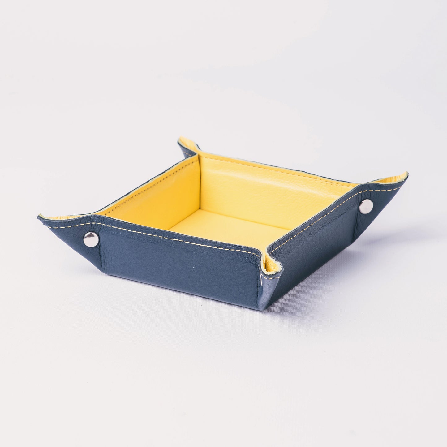 Two-Tone Leather Trinket Tray - Large (3 colours)