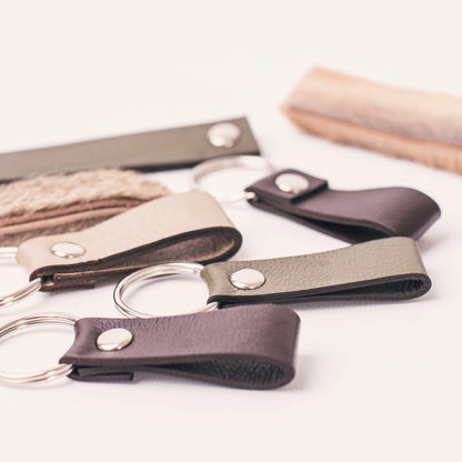 Small Leather Split Ring Keyring